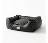 Whtkoph Industrial Cushion Pet With Leather Like Finish Rectangular Dog Couch Cat Lounger Waterproof Nest Stitched Seams And PP Cotton Support suitable for, Matte Black, M 65 50 20CM