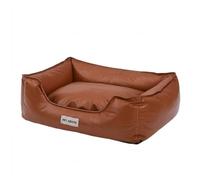 Whtkoph Industrial Cushion Pet With Leather Like Finish Rectangular Dog Couch Cat Lounger Waterproof Nest Stitched Seams And PP Cotton Support suitable for, Retro Brown, size to 10