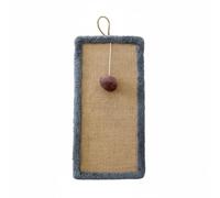 Whtkoph Jute Cat Scratcher Pad Mat Board With Hanging Rope And Soft Ball Attaches to or lays flat for flexible use Suitable for renters home compact rooms, Gray, Rectangle