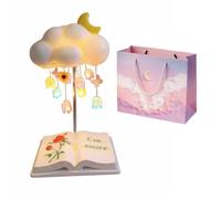 Whtkoph Night Light Table Lamp Bedside Lamp Desk Lamp with Gentle Illumination and Butterfly Accents Resin Book Base for Stability Suitable for Kids Room, Bookcloud Wo Bag