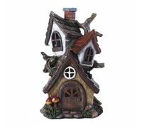 Whtkoph Resin Cottage Statue Figurine Ornament Treehouse Sculpture With And Brick Chimney In Synthetic Resin Suitable for garden decoration patio table