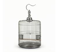 Whtkoph Stainless Cage Classic Aviary Enclosure Round Habitat With Perch And Cup Feeders Solid Base Tray Removable Waste Grid Top Hook suitable for small birds home backyard, 30