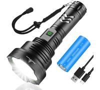 WHTOHY Rechargeable LED Torch Super Bright 50000 Lumens, High Power LED Torch Rechargeable Tactical Police Torch Light 5 Modes Powerful Flashlight Outdoor Searchlight for Camping Emergency