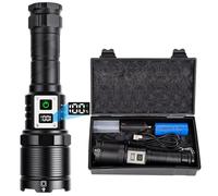 WHTOHY Rechargeable LED Torch, Super Bright Torches LED 90000 Lumen, Hight Power 5 Modes USB Rechargeable Powerful Torch Police Tactical Flashlights LCD Power Display for Camping Hiking Emergency