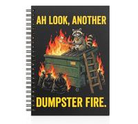 WHTYEFZ Ah Look Another Dumpster Fire Horizontal Lined Spiral Notebook, Funny Raccoon Roasting Marshmallow Design Journal for Raccoon Lover Daughter Niece Student, Birthday Gifts for Student Friend