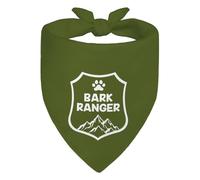 WHTYEFZ Bark Ranger Green Dog Bandana, Funny Puppy Scarf Photo Prop for Outdoor Adventure Hiking Camping Mountain, Funny Spring Summer Puppy Bandana for Pet Lover, Gifts for Ranger, Dog Scouts Scarf