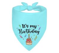 WHTYEFZ It's My Birthday Blue Dog Bandana, Birthday for Dog Mom Dad, Funny Puppy Scarf Accessory Decoration Photo Shoot for Party Dinner Holiday, Cute First Birthday Supply for Puppy