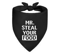 WHTYEFZ Mr. Steal Your Food Black Dog Bandana, Christmas Birthday Gifts for Dog Lover Owner, Humor Food - Themed Pet Scarf Photo Prop for Holiday Celebration, Cute Warning Scarf for Food-Stealing Pup