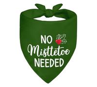 WHTYEFZ No Mistletoe Needed Green Dog Bandana, Christmas Birthday Gifts for Dog Lover Dad Mom, Funny Holiday Pet Scarf Gifts for Couple Girlfriend Boyfriend, Cute Xmas Puppy Scarf Photo Prop