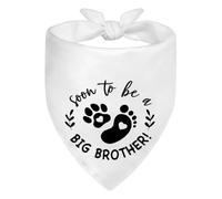 WHTYEFZ Soon to Be A Big Brother White Dog Bandana, Pregnancy Announcement for Couple, Funny Puppy Scarf Accessory Photo Prop for Baby Gender Reveal, Birthday for Dog Lover Mom Dad