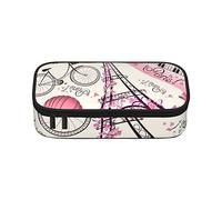 Whuanlo The Eiffel Tower and A Bicycle Pencil Case Large Capacity Pen Bag Office Stationery Bag Cosmetic Bag with Compartments for Girls Boys and Adults