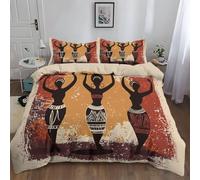WHUOEUCO 3D Duvet Cover Set Cot-bed 120x150 cm Retro African Woman 3 Piece Bedding Set Polycotton Printed Design Quilt Cover with 2 Pillowcases, for Kids and Adult Room Decor