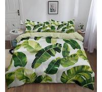 WHUOEUCO 3D Duvet Cover Set King 220x230 cm Tropical Rainforest Leaves Green 3 Piece Bedding Set Polycotton Printed Design Quilt Cover with 2 Pillowcases, for Kids and Adult Room Decor