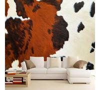 WHUOEUCO 3D Mural Photo Wallpaper Brown Cowhide Leather 250x175 cm Large Art Poster Non-Woven Wallpaper, Wall Decor Murals for Bedroom, Living Room, Kids Room