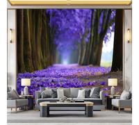 WHUOEUCO 3D Mural Photo Wallpaper Dreamy Woods Flowers 350x256 cm Large Art Poster Non-Woven Wallpaper, Wall Decor Murals for Bedroom, Living Room, Kids Room