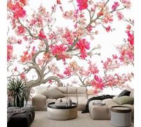 WHUOEUCO 3D Mural Photo Wallpaper Red Cherry Blossom Tree 350x256 cm Large Art Poster Non-Woven Wallpaper, Wall Decor Murals for Bedroom, Living Room, Kids Room