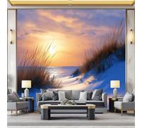 WHUOEUCO 3D Mural Photo Wallpaper Sunset On The Seaside Dunes 250x175 cm Large Art Poster Non-Woven Wallpaper, Wall Decor Murals for Bedroom, Living Room, Kids Room
