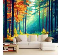 WHUOEUCO 3D Photo Wallpaper Autumn Woods Landscape 500x280 cm Wall Mural Non-Woven Panoramic Poster Home Decoration Wallpaper Murals for Living Room, Bedroom, Kids Room, Office