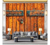 WHUOEUCO 3D Photo Wallpaper Brown Vintage Wooden Door 400x280 cm Fashion Decoration Wall Mural, Non-Woven Wallpaper, for Living Room Bedroom Dining Room Wall Art Painting