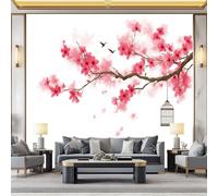 WHUOEUCO 3D Photo Wallpaper China Watercolor Pink Flowers 400x280 cm Fashion Decoration Wall Mural, Non-Woven Wallpaper, for Living Room Bedroom Dining Room Wall Art Painting
