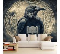 WHUOEUCO 3D Photo Wallpaper Crow Rune Hammer 300x210 cm Wall Mural Non-Woven Panoramic Poster Home Decoration Wallpaper Murals for Living Room, Bedroom, Kids Room, Office