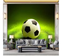 WHUOEUCO 3D Photo Wallpaper Football Green Grass 200x140 cm Wall Mural Non-Woven Panoramic Poster Home Decoration Wallpaper Murals for Living Room, Bedroom, Kids Room, Office