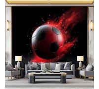 WHUOEUCO 3D Photo Wallpaper Football Red Flame 200x140 cm Fashion Decoration Wall Mural, Non-Woven Wallpaper, for Living Room Bedroom Dining Room Wall Art Painting