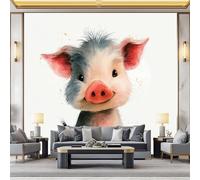 WHUOEUCO 3D Photo Wallpaper Hand Drawn Animal Pig 500x280 cm Fashion Decoration Wall Mural, Non-Woven Wallpaper, for Living Room Bedroom Dining Room Wall Art Painting