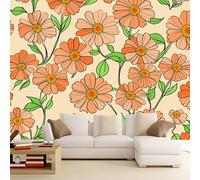 WHUOEUCO 3D Photo Wallpaper Hand Drawn Doodle Daisy 250x175 cm Fashion Decoration Wall Mural, Non-Woven Wallpaper, for Living Room Bedroom Dining Room Wall Art Painting