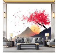 WHUOEUCO 3D Photo Wallpaper Japanese Cherry Tree 500x280 cm Wall Mural Non-Woven Panoramic Poster Home Decoration Wallpaper Murals for Living Room, Bedroom, Kids Room, Office