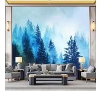 WHUOEUCO 3D Photo Wallpaper Misty Forest Watercolor Pattern 350x256 cm Fashion Decoration Wall Mural, Non-Woven Wallpaper, for Living Room Bedroom Dining Room Wall Art Painting