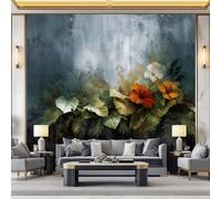 WHUOEUCO 3D Photo Wallpaper Mysterious Jungle Leaves Flowers 350x256 cm Wall Mural Non-Woven Panoramic Poster Home Decoration Wallpaper Murals for Living Room, Bedroom, Kids Room, Office