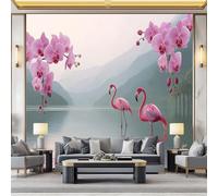 WHUOEUCO 3D Photo Wallpaper Purple Orchid Flamingo 500x280 cm Fashion Decoration Wall Mural, Non-Woven Wallpaper, for Living Room Bedroom Dining Room Wall Art Painting
