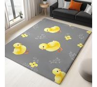 WHUOEUCO 3D Print Area Rug 120x180cm Cartoon Little Yellow Chicken Modern Washable Rugs, Soft Fluffy Faux Wool Carpet, Anti-Slip Durable Mat, for Living Room Bedroom Home Office Decor