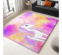 WHUOEUCO 3D Print Area Rug 140x200cm Cartoon Unicorn Modern Washable Rugs, Soft Fluffy Faux Wool Carpet, Anti-Slip Durable Mat, for Living Room Bedroom Home Office Decor