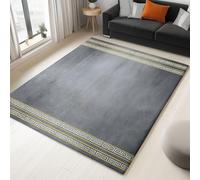 WHUOEUCO 3D Print Area Rug 160x230cm Gold Border Texture Modern Washable Rugs, Soft Fluffy Faux Wool Carpet, Anti-Slip Durable Mat, for Living Room Bedroom Home Office Decor