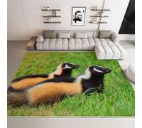 WHUOEUCO 3D Print Area Rug Animal Grass Mongoose 120x180cm Modern Washable Rugs, Soft Fluffy Faux Wool Carpet, Anti-Slip Durable Mat, for Living Room Bedroom Home Office Decor