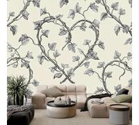 WHUOEUCO 3D Wall Mural Wallpaper Heart-Shaped Plant Vines 500x280 cm Large Panoramic Photo Art Wallpaper, Non Woven Wall Covering for Living Room Bedroom Kids Interior Decor