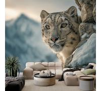 WHUOEUCO 3D Wall Mural Wallpaper Snow Leopard 500x280 cm Large Panoramic Photo Art Wallpaper, Non Woven Wall Covering for Living Room Bedroom Kids Interior Decor