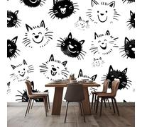WHUOEUCO 3D Wallpaper Mural Cartoon Abstract Cat 500x280 cm Modern Art Wall Murals Photo Wallpaper, for Living Room Bedroom Children's Room Home Decoration, Easy to Install