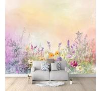 WHUOEUCO 3D Wallpaper Mural Colorful Wildflowers 200x140 cm Modern Art Wall Murals Photo Wallpaper, for Living Room Bedroom Children's Room Home Decoration, Easy to Install