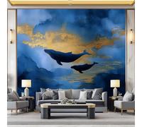 WHUOEUCO 3D Wallpaper Mural Dream Whale Painting 500x280 cm Modern Art Wall Murals Photo Wallpaper, for Living Room Bedroom Children's Room Home Decoration, Easy to Install