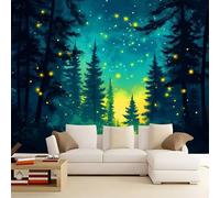 WHUOEUCO 3D Wallpaper Mural Fireflies in The Woods at Night 400x280 cm Modern Art Wall Murals Photo Wallpaper, for Living Room Bedroom Children's Room Home Decoration, Easy to Install