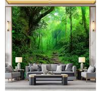 WHUOEUCO 3D Wallpaper Mural Green Jungle Landscape 200x140 cm Modern Art Wall Murals Photo Wallpaper, for Living Room Bedroom Children's Room Home Decoration, Easy to Install