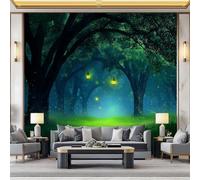 WHUOEUCO 3D Wallpaper Mural Green Woods Grass 200x140 cm Modern Art Wall Murals Photo Wallpaper, for Living Room Bedroom Children's Room Home Decoration, Easy to Install