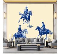 WHUOEUCO 3D Wallpaper Mural Horseback Gentleman 350x256 cm Modern Art Wall Murals Photo Wallpaper, for Living Room Bedroom Children's Room Home Decoration, Easy to Install