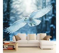 WHUOEUCO 3D Wallpaper Mural Owl in The Snow 400x280 cm Modern Art Wall Murals Photo Wallpaper, for Living Room Bedroom Children's Room Home Decoration, Easy to Install