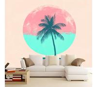 WHUOEUCO 3D Wallpaper Mural Palm Tree Sun 400x280 cm Modern Art Wall Murals Photo Wallpaper, for Living Room Bedroom Children's Room Home Decoration, Easy to Install