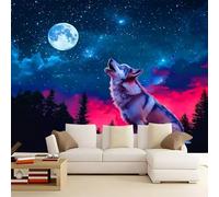 WHUOEUCO 3D Wallpaper Mural Star Animal Wolf 500x280 cm Modern Art Wall Murals Photo Wallpaper, for Living Room Bedroom Children's Room Home Decoration, Easy to Install