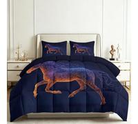 WHUOEUCO Abstract Horse In The Starry Sky Single XL Coverless Duvet 150x200 cm, 7.5 Tog Large Single Comforter Set, 400GSM Washable Reversible Bed Quilt for All Seasons